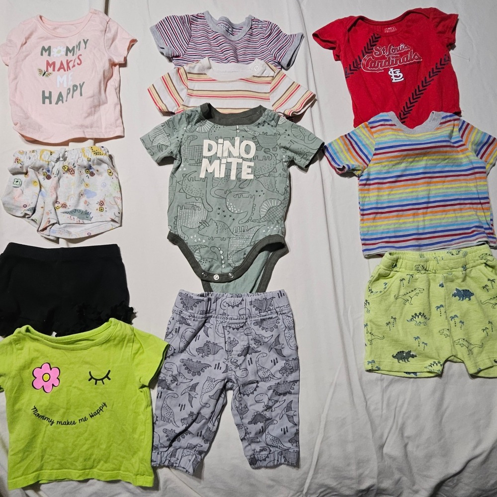 Garanimals St Louis Cardinals Baby Clothing Lot 0-3M 3-6M Dinosaur Stripes 11pc